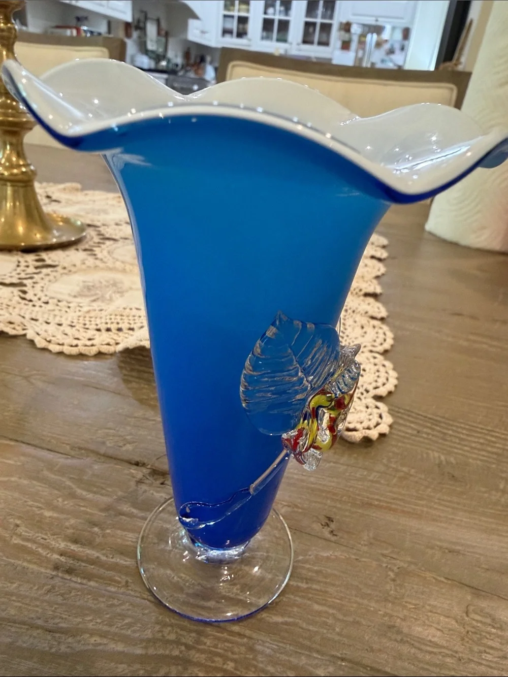 This hand-blown cobalt blue art vase.